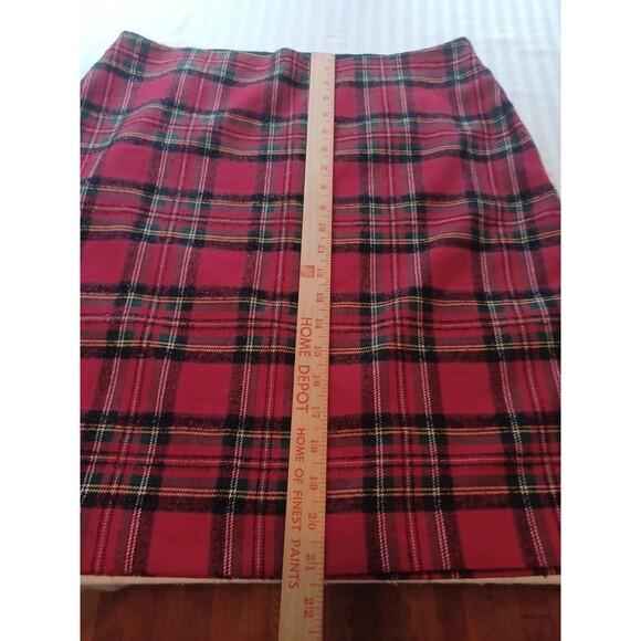 Talbots red tartan plaid woolblend skirt 12 sparkle holiday country club preppy - Picture 10 of 10